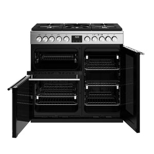 Stoves Precision Deluxe S900DF Stainless Steel 90cm Dual Fuel Range Cooker 444411485 - DB Domestic Appliances