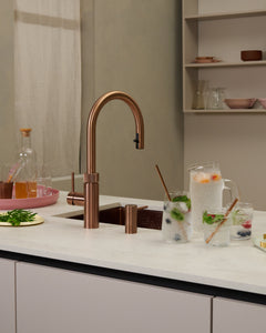 Quooker 3 in 1 Flex Rose Copper PRO3 Boiling Water Tap + CUBE