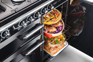 Rangemaster Classic Deluxe 100cm Dual Fuel Range Cooker Slate with Chrome - DB Domestic Appliances