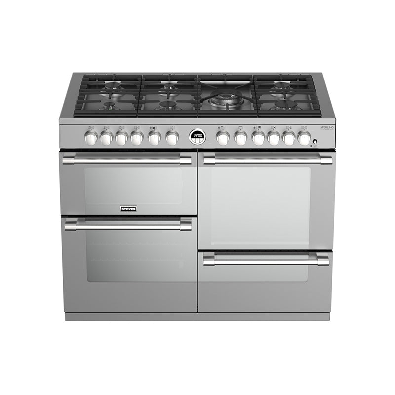 Stoves Sterling Deluxe S1100DF 110cm Dual Fuel Range Cooker 444444952 Stainless Steel - DB Domestic Appliances